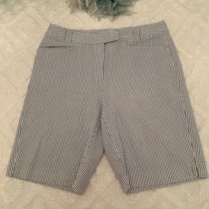 Lizgolf Blue Striped Seersucker Shorts